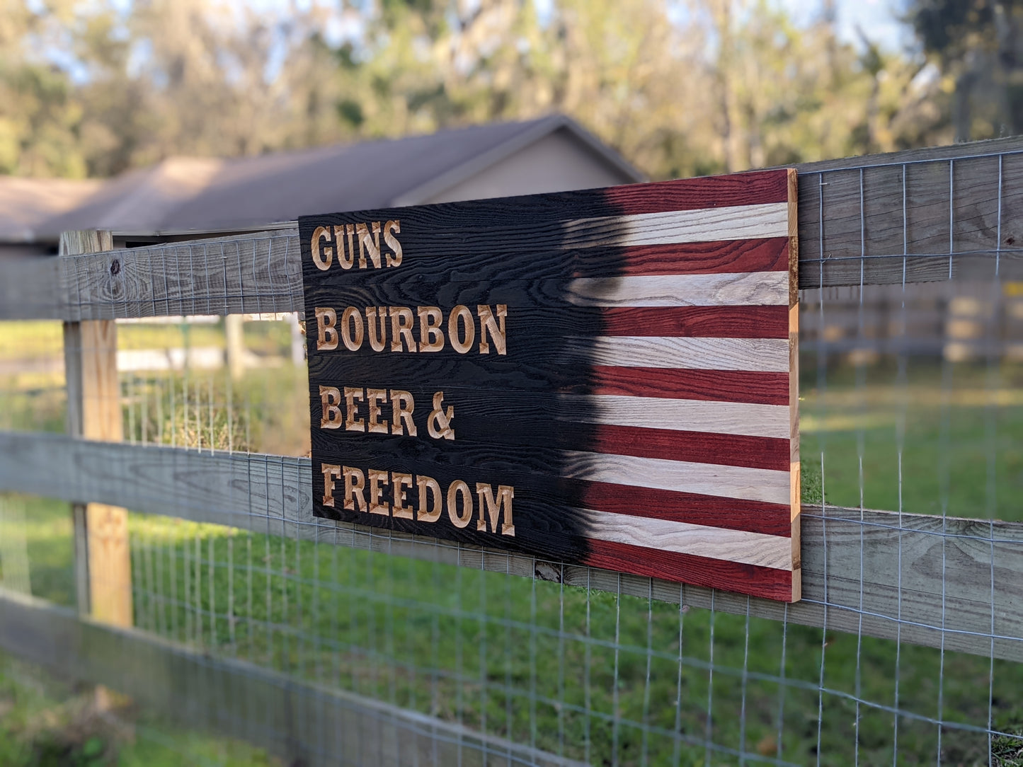 Guns Bourbon Beer and Freedom Flag