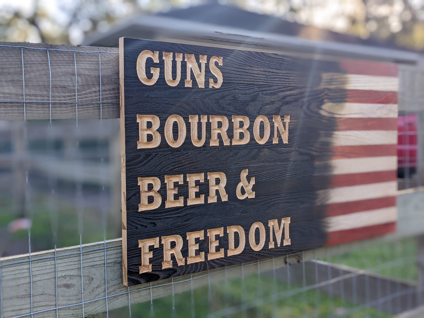 Guns Bourbon Beer and Freedom Flag